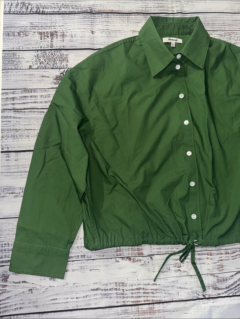 Madewell Drawstring Button-Up Shirt in
Poplin Sz. M - Picture 8 of 10